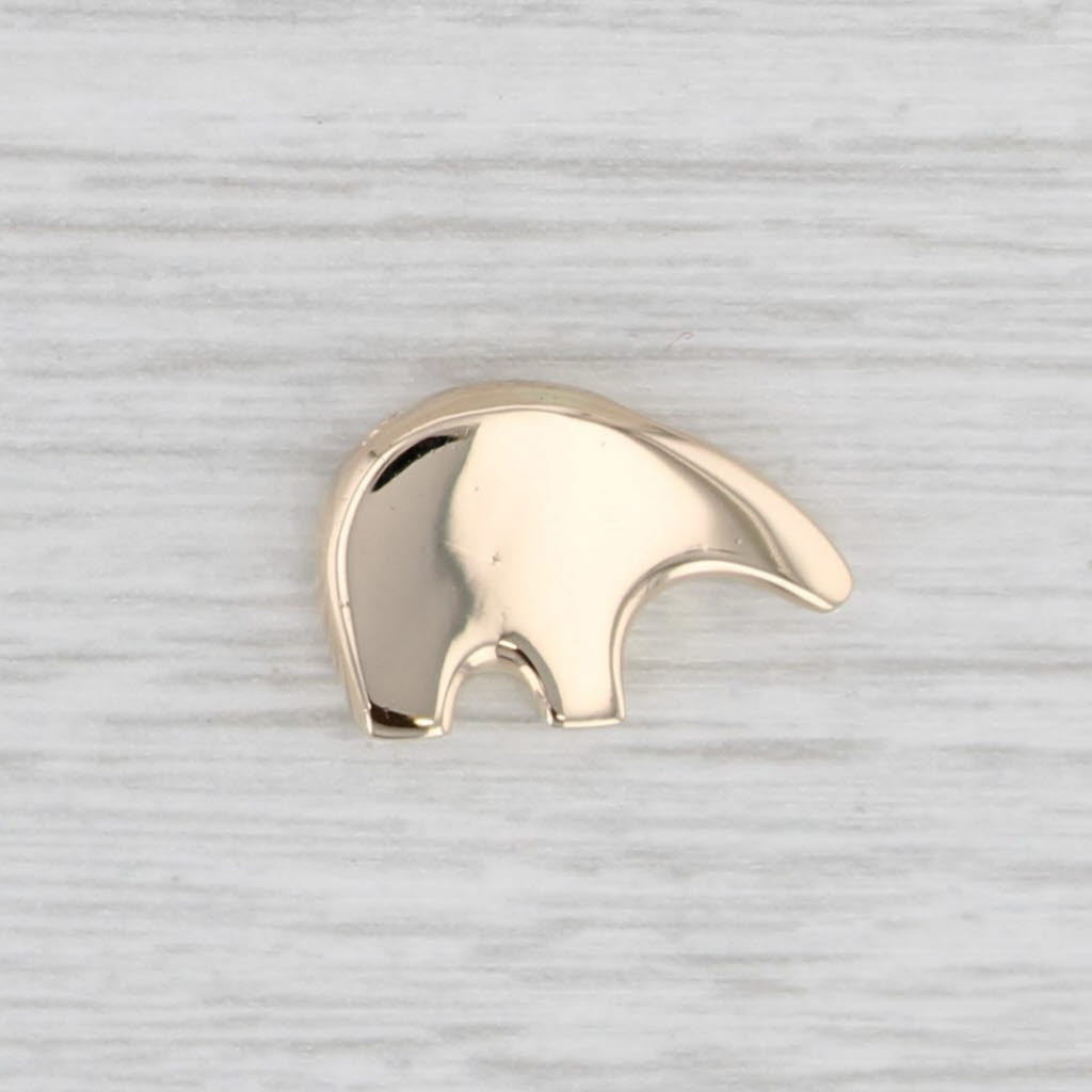 Light Gray Native American Bear Pendant 14k Yellow Gold Small Floating Drop