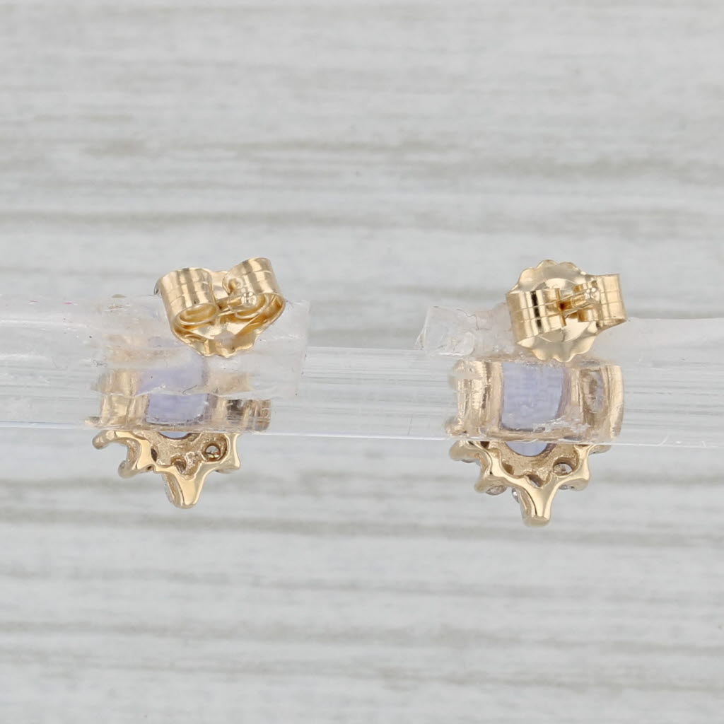 Gray 1.05ctw Tanzanite Diamond Halo Stud Earrings 14k Yellow Gold