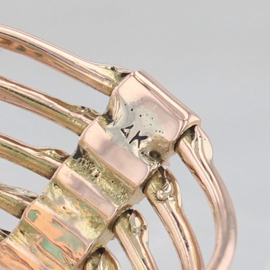 Gray Green Chalcedony Multiband Harem ring 14k Rose Gold Size 6.5 Cocktail
