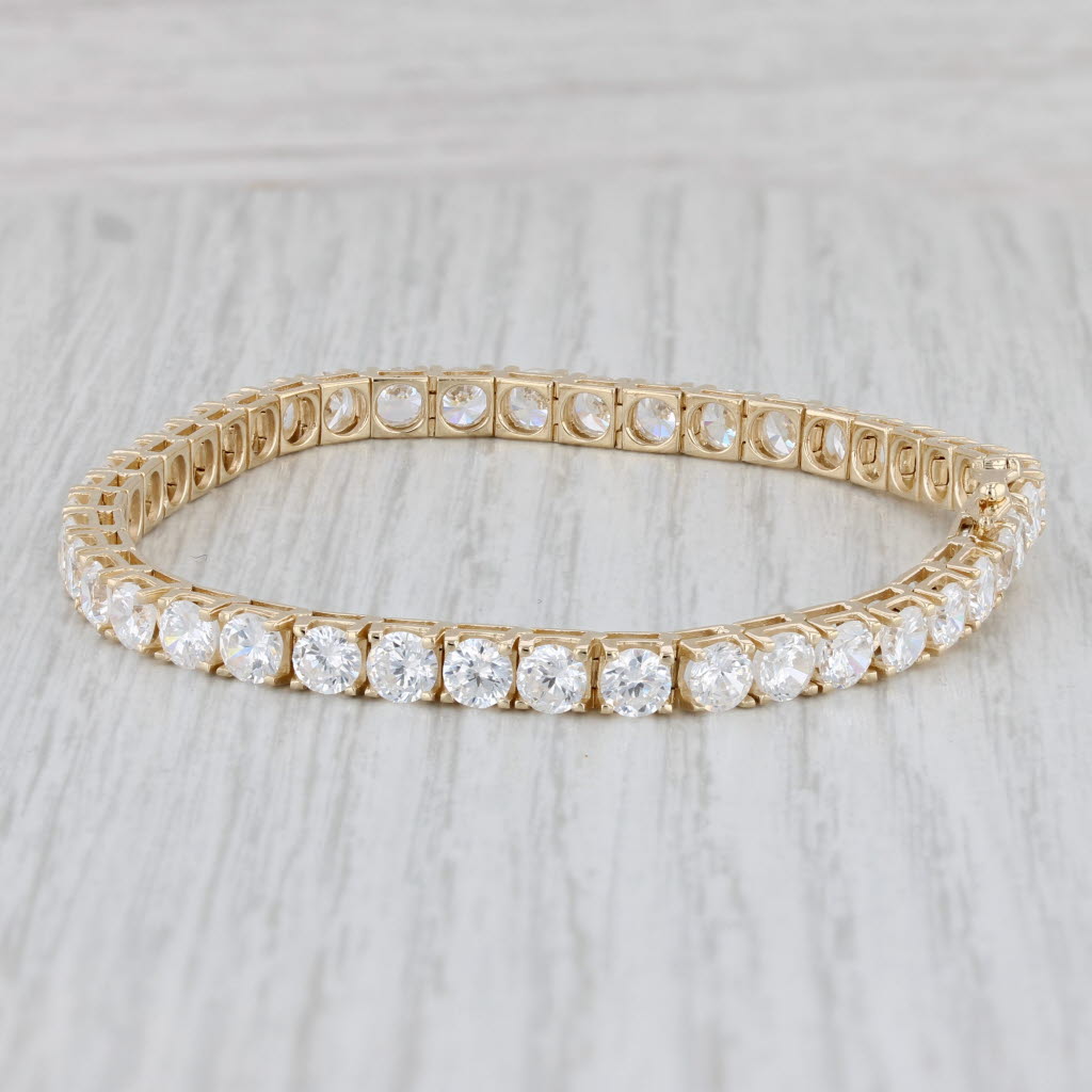 Light Gray 9.50ctw Cubic Zirconia Tennis Bracelet 14k Yellow Gold 6.75" 4.1mm