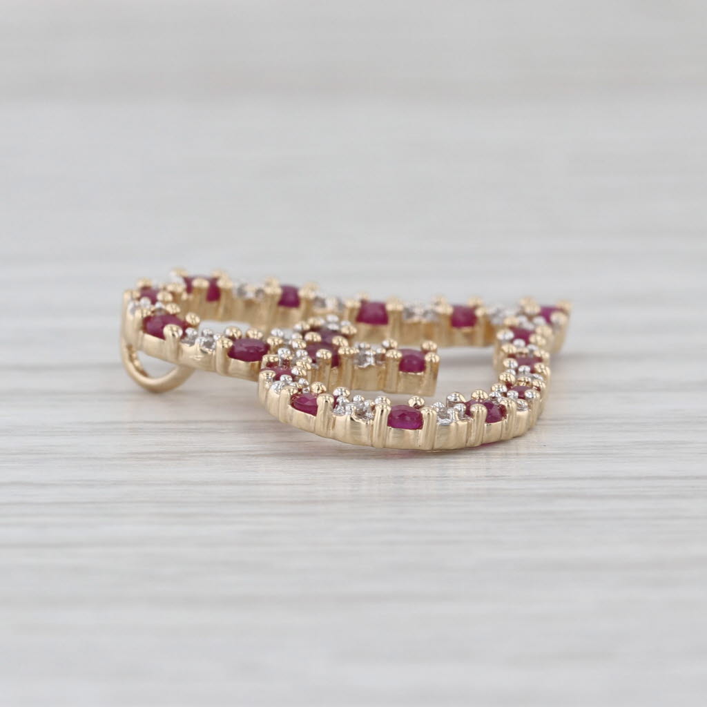 0.74ctw Ruby Diamond Open Heart Pendant 14k Yellow Gold