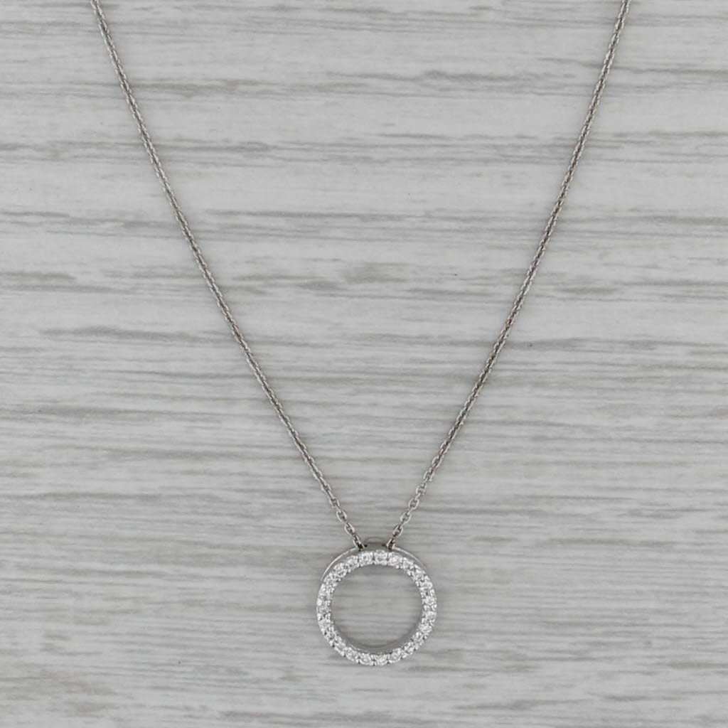 Roberto Coin Tiny Treasures Diamond Circle Pendant Necklace 18k Gold 16"