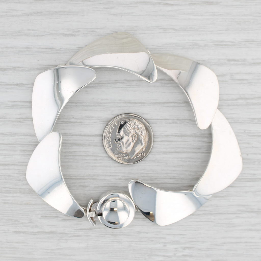 Light Gray Vintage Statement Link Bracelet Sterling Silver 7.5" Niels Erik From Denmark
