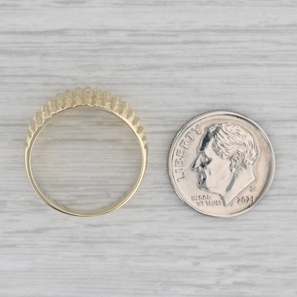Gray Beveled Textured Ring 14k Yellow Gold Size 8 Band