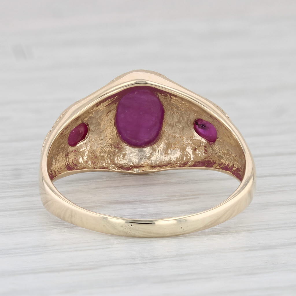 Light Gray Oval Ruby Cabochon Ring 10k Yellow Gold Size 10