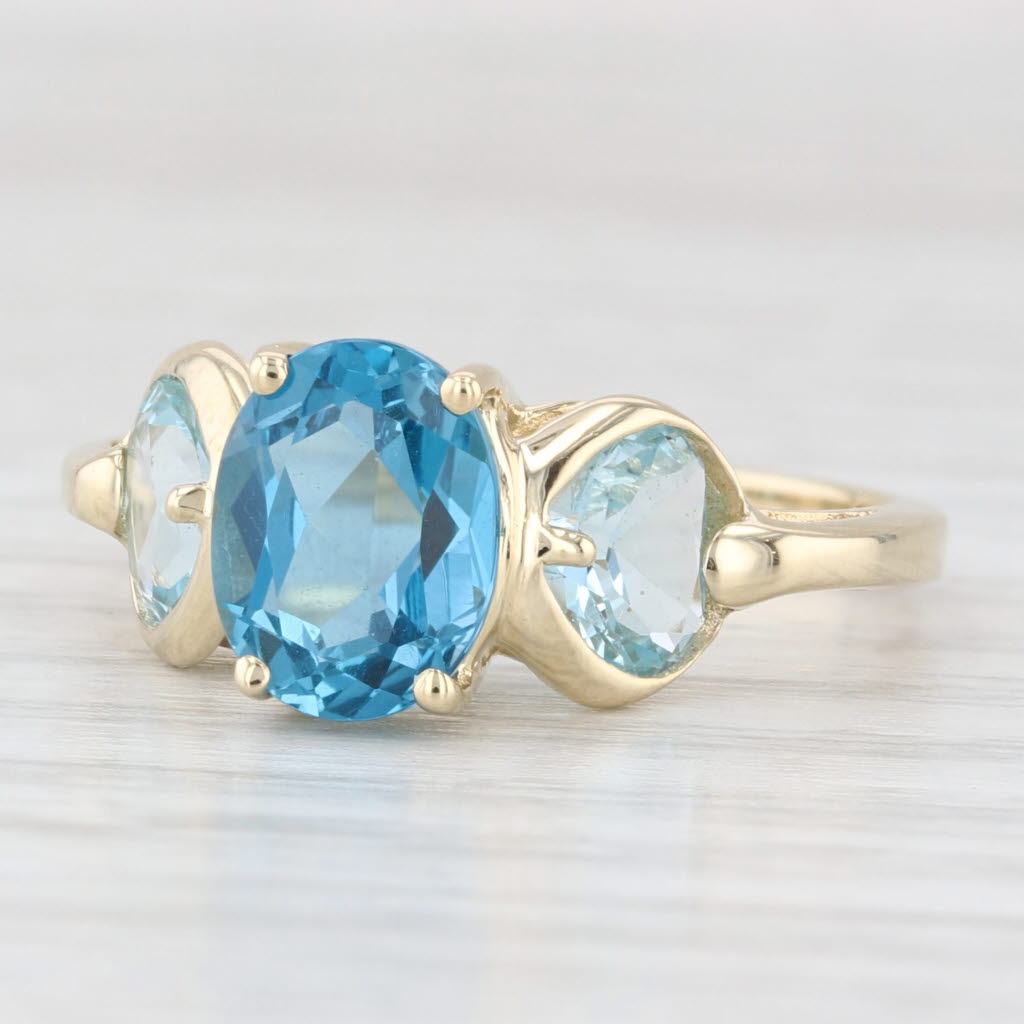 Light Gray 3.35ctw London & Light Blue Topaz Ring 14k Yellow Gold Size 8.25
