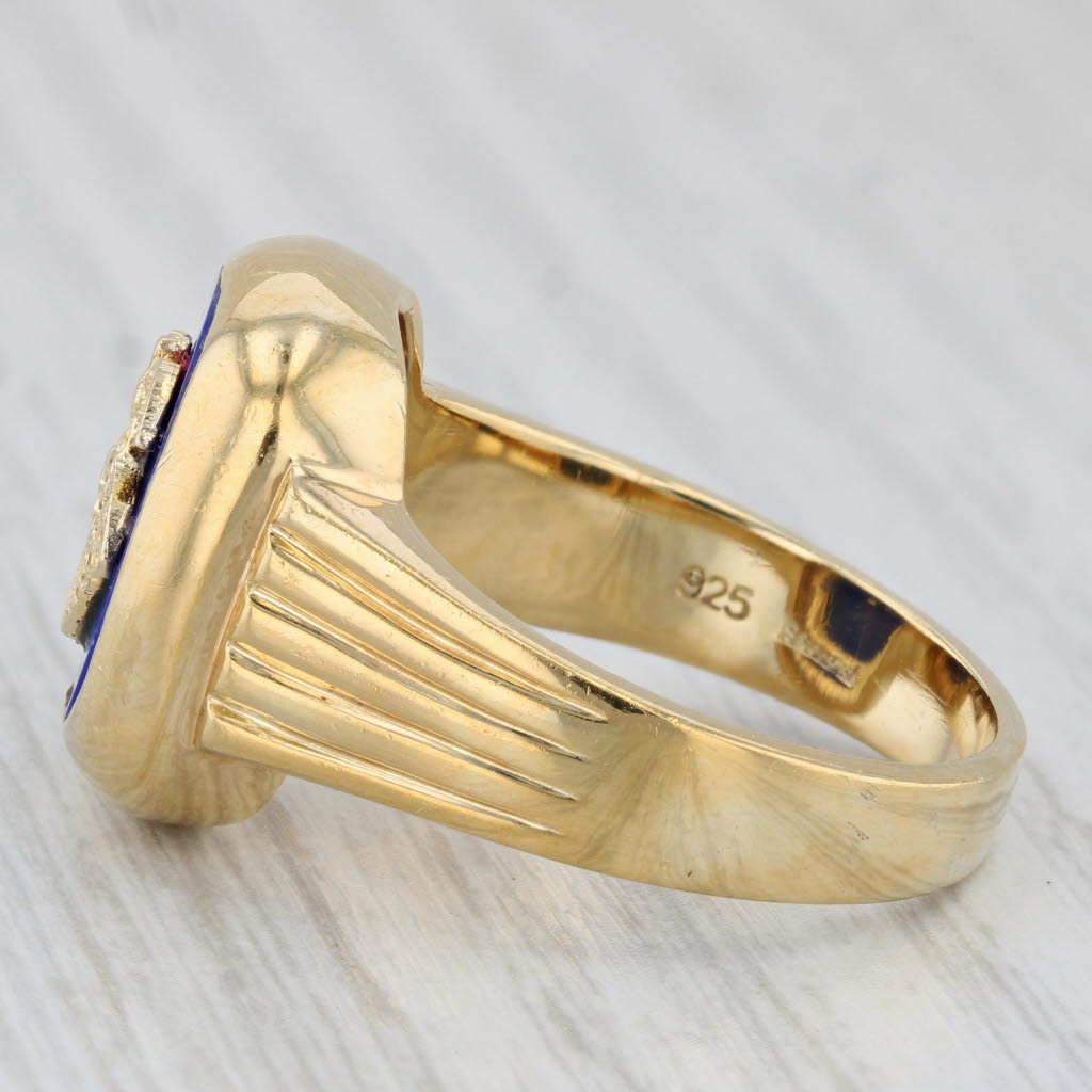 Gray Air Force Ring Sterling Silver Gold Plated Size 11 US Military Service Signet