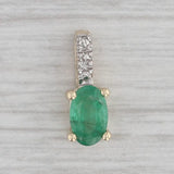 0.50ct Oval Emerald Solitaire Pendant 10k Yellow Gold Diamond Accents Small Drop