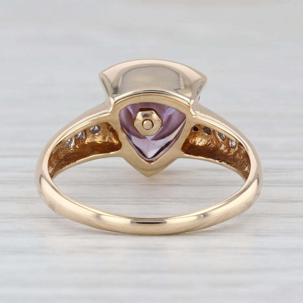0.26ctw Unique Amethyst Topaz Diamond Ring 10k Yellow Gold Size 9