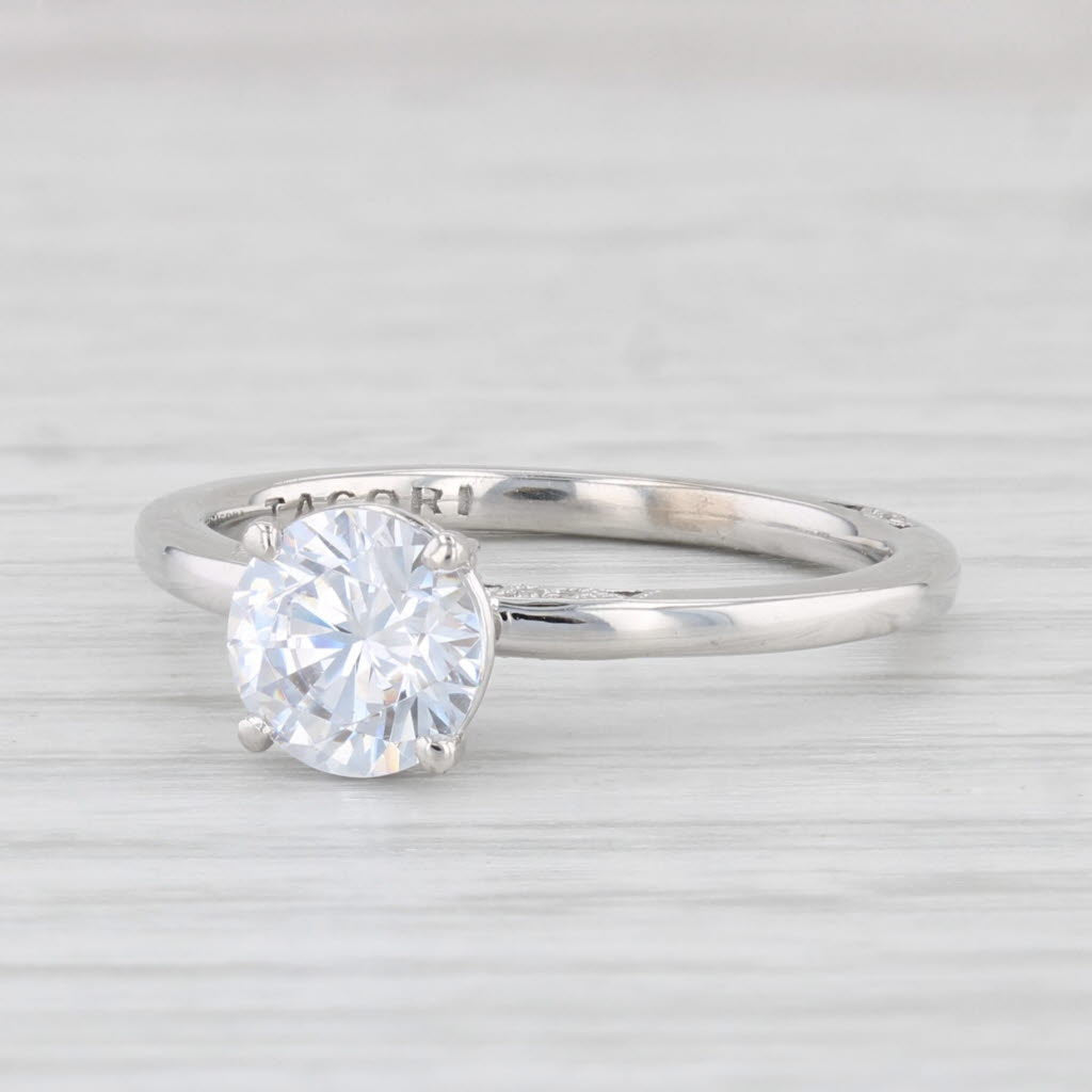 Light Gray New Round Solitaire Tacori Semi Mount Engagement Ring 18k White Gold Certificate