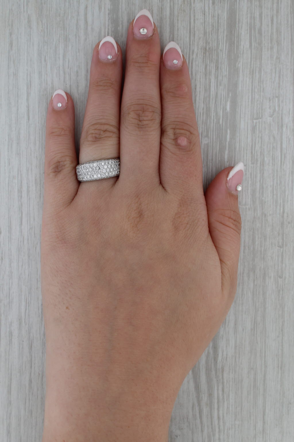 1.20ctw Pave Diamond Ring 14k White Gold Size 7.25 Wedding Anniversary Band