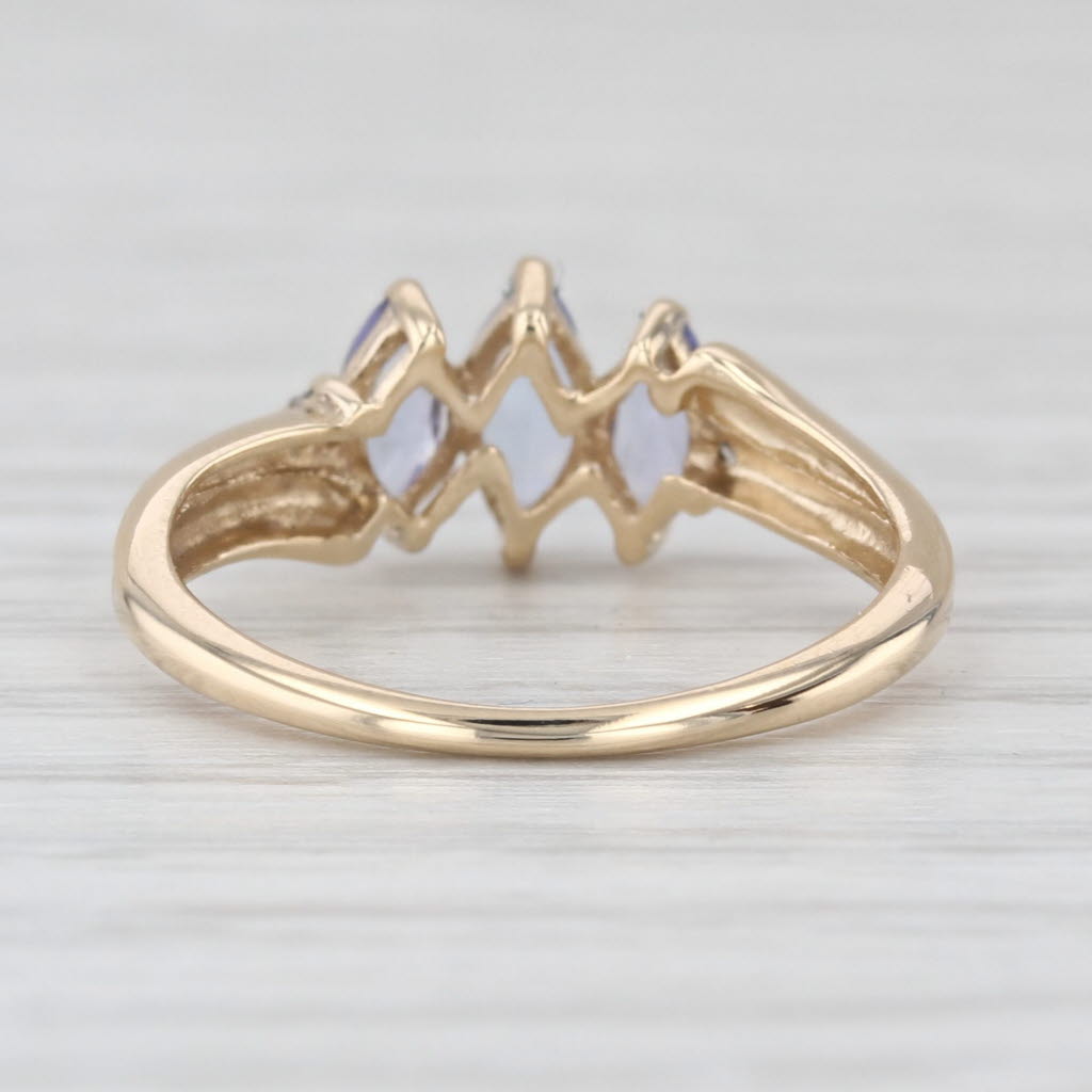 0.51ctw Tanzanite Diamond Ring 10k Yellwo Gold Marquise 3-Stone Size 4.25