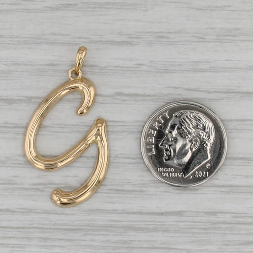 Cursive Letter G Pendant 18k Yellow Gold Initial Charm