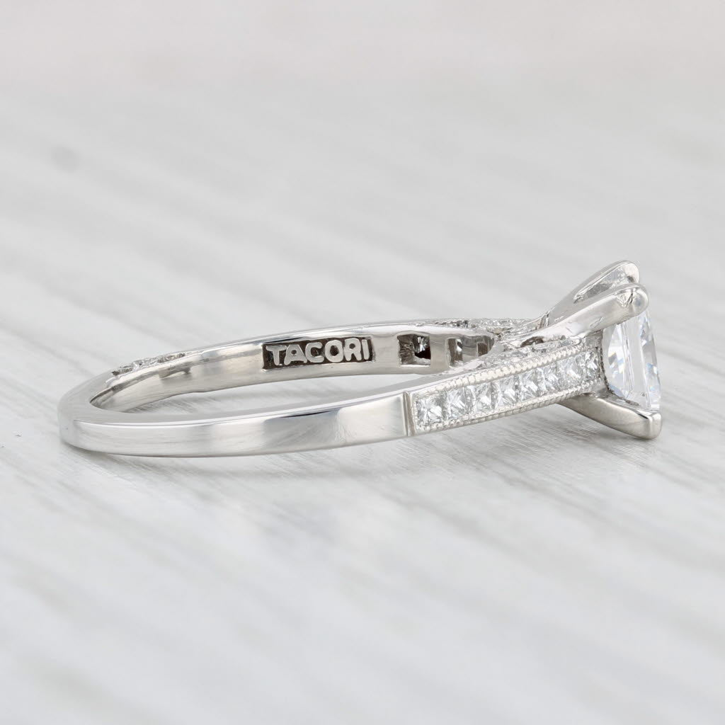 Light Gray New Tacori 0.39ctw Princess Diamond Engagement Ring Platinum Size 6.5