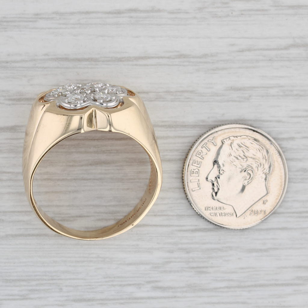 Gray 0.52ctw Diamond Cluster Men's Ring Belcher Setting 14k Yellow Gold Size 10.5