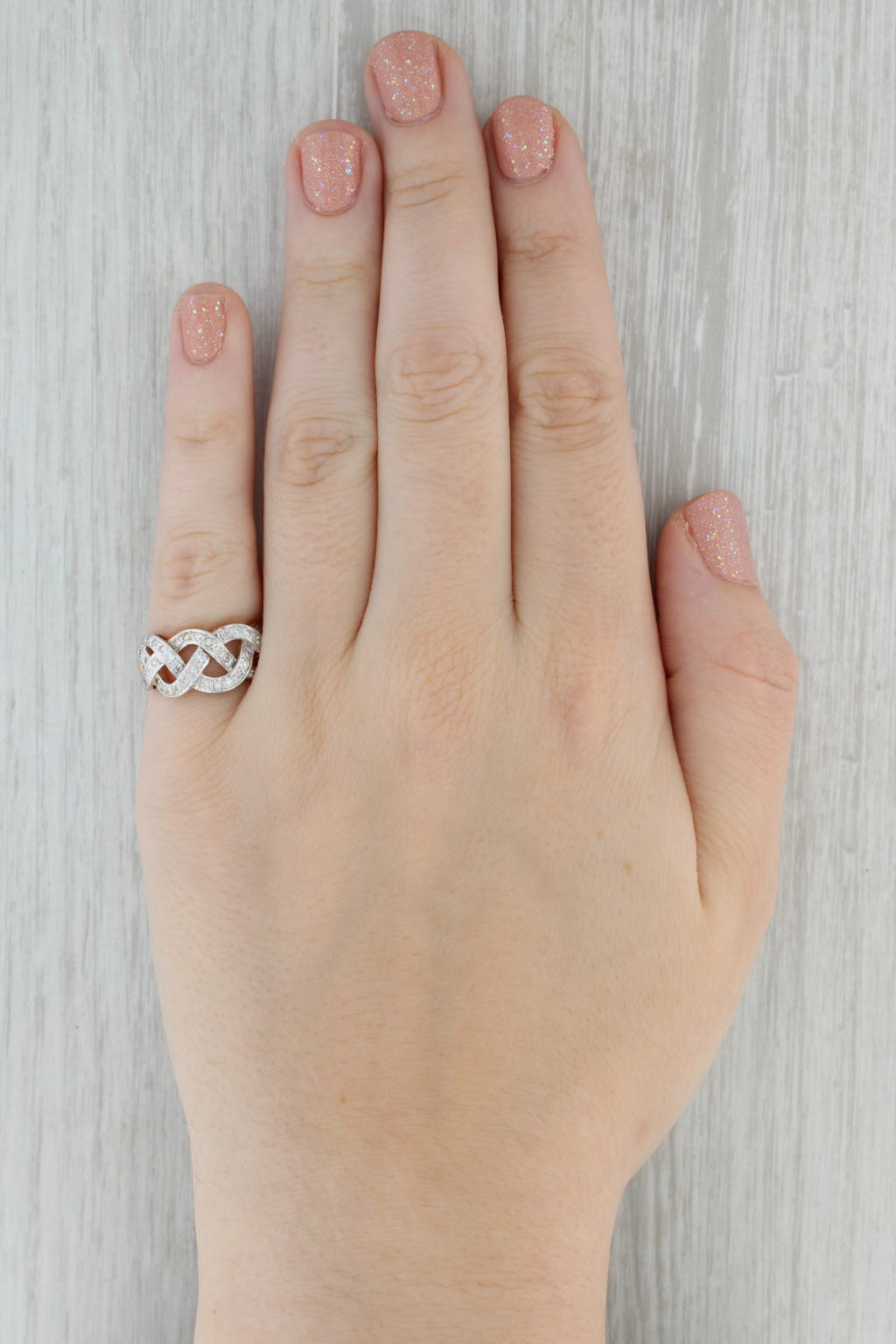 Dark Gray 0.40ctw Diamond Knot Work Ring 14k Gold Size 5.5