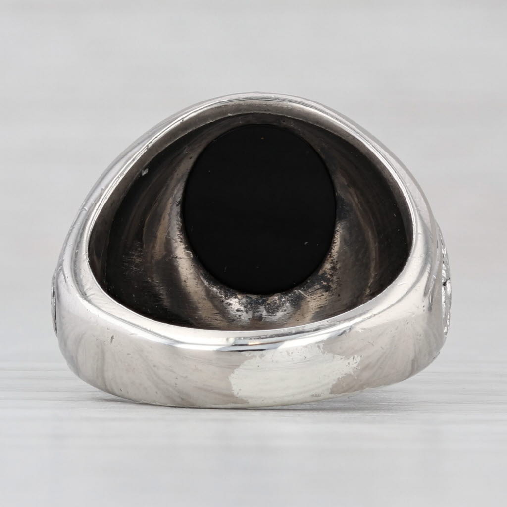 Light Gray United States Army Ring Onyx Sterling Silver Size 9 Military Service Signet