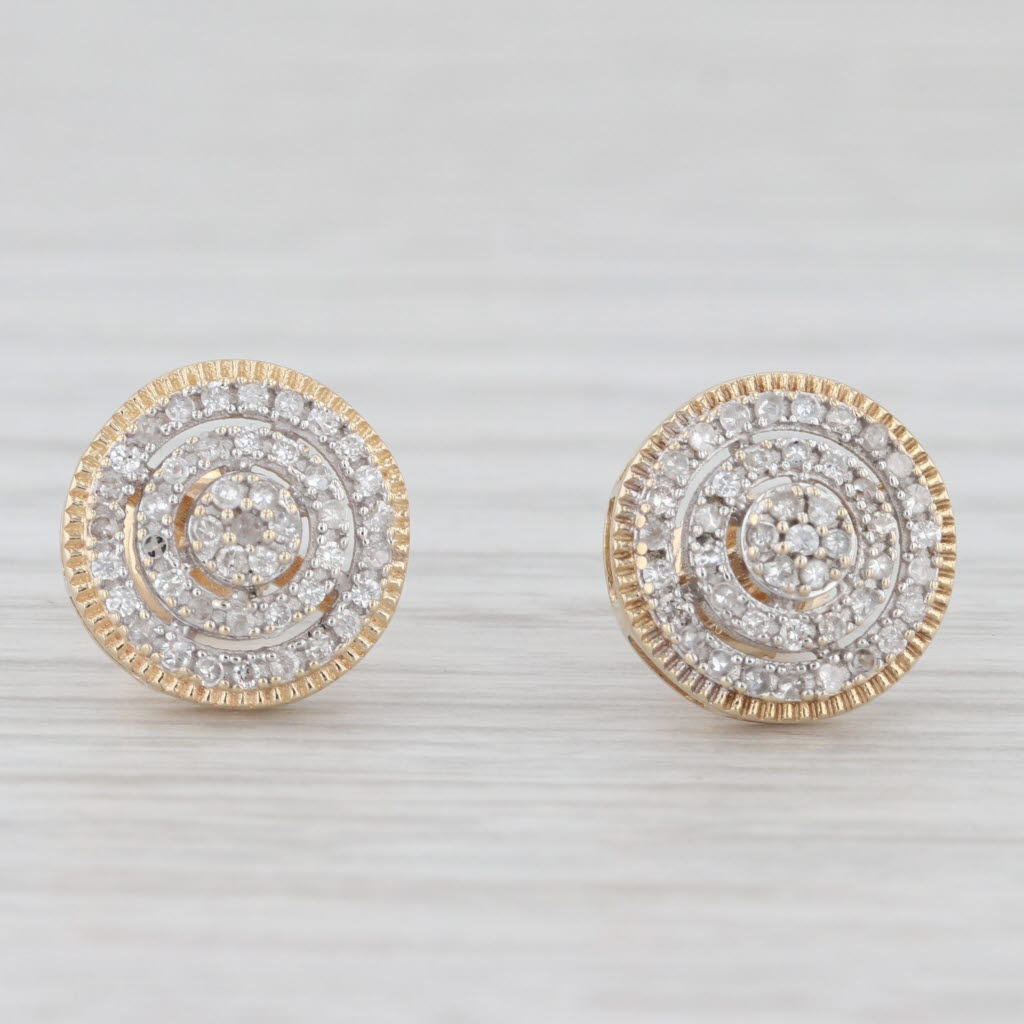Light Gray 0.33ctw Round Diamond Halo Stud Earrings 10k Yellow Gold