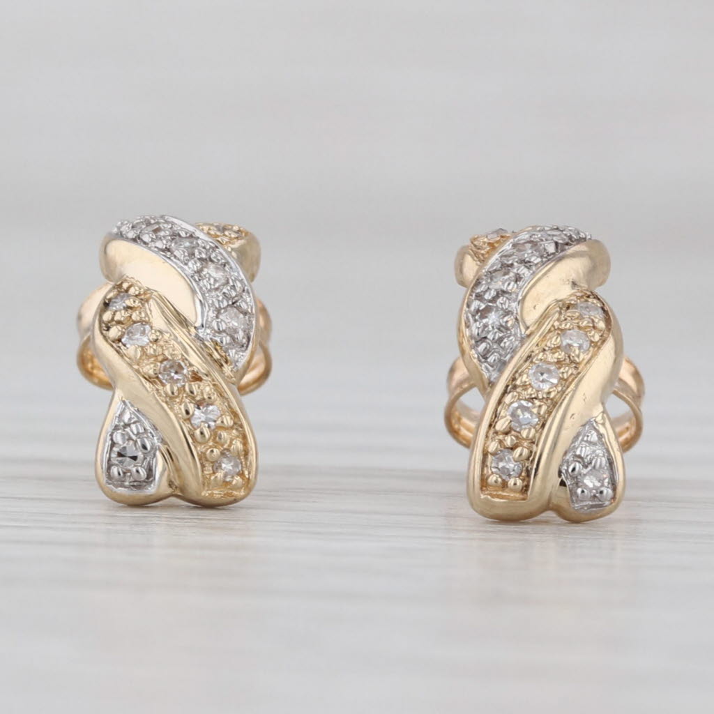 Light Gray 0.10ctw Diamond Woven Drop Stud Earrings 14k Yellow Gold