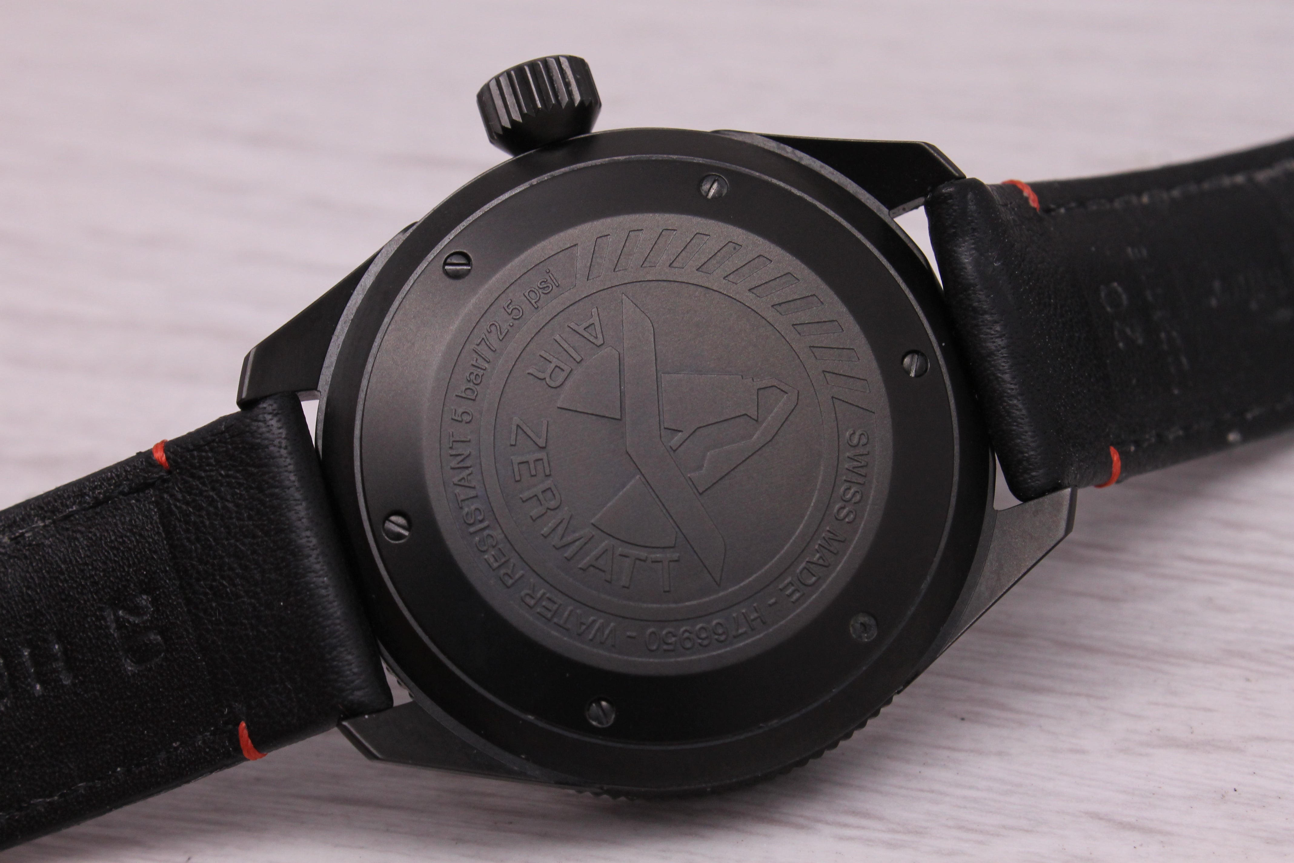 Gray Hamilton Khaki Air Zermatt Mens 42mm Black PVD Automatic Watch w Strap H766950
