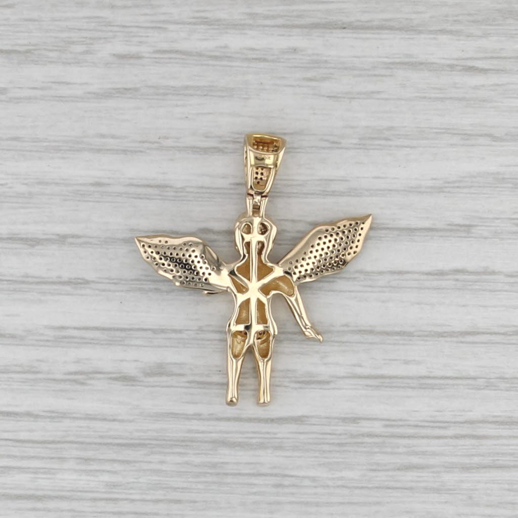 Diamond Accented Cherub Guardian Angel Pendant 10k Yellow Gold