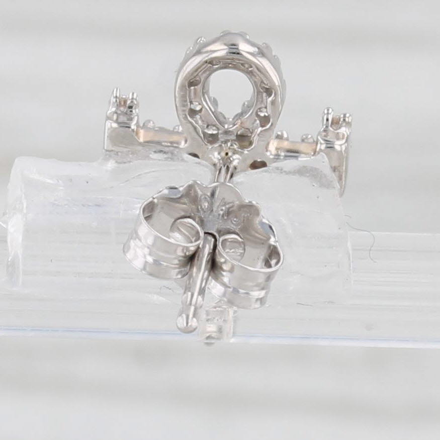 Light Gray 0.22ctw Diamond Egyptian Ankh Cross Stud Earrings 10k White Gold