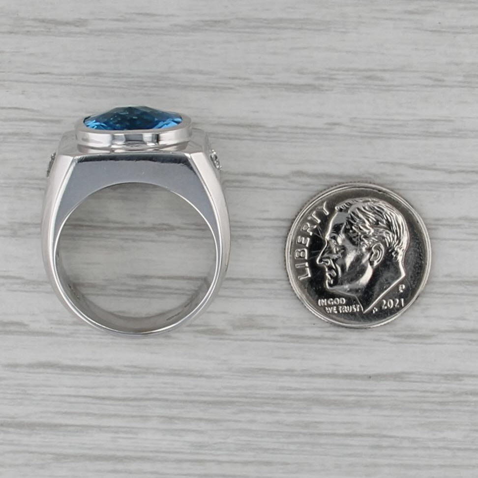 9.42ctw Blue Topaz Diamond Ring 14k White Gold Size 8.5