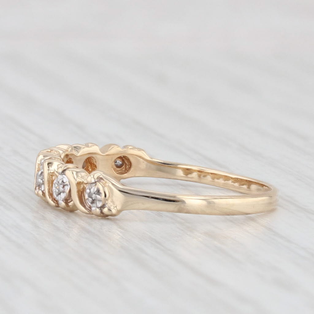 Light Gray Diamond Stackable Ring 10k Yellow Gold Wedding Anniversary Band Size 7