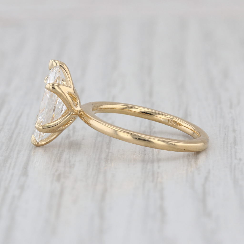 IGI 1.80ct Lab Grown Diamond Solitaire Ring 18k Yellow Gold Elongated Oval