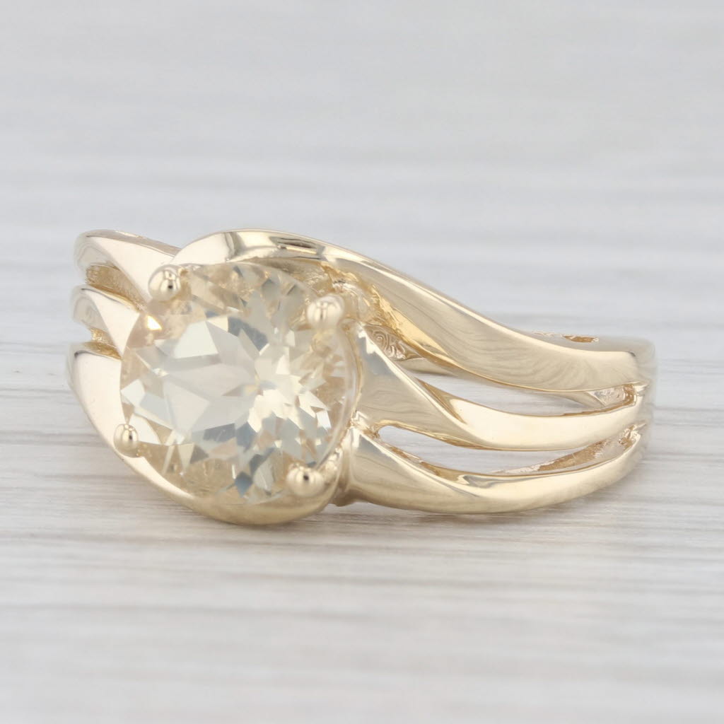 Light Gray 1.84ct Yellow Labradorite 10k Yellow Gold Size 6.25
