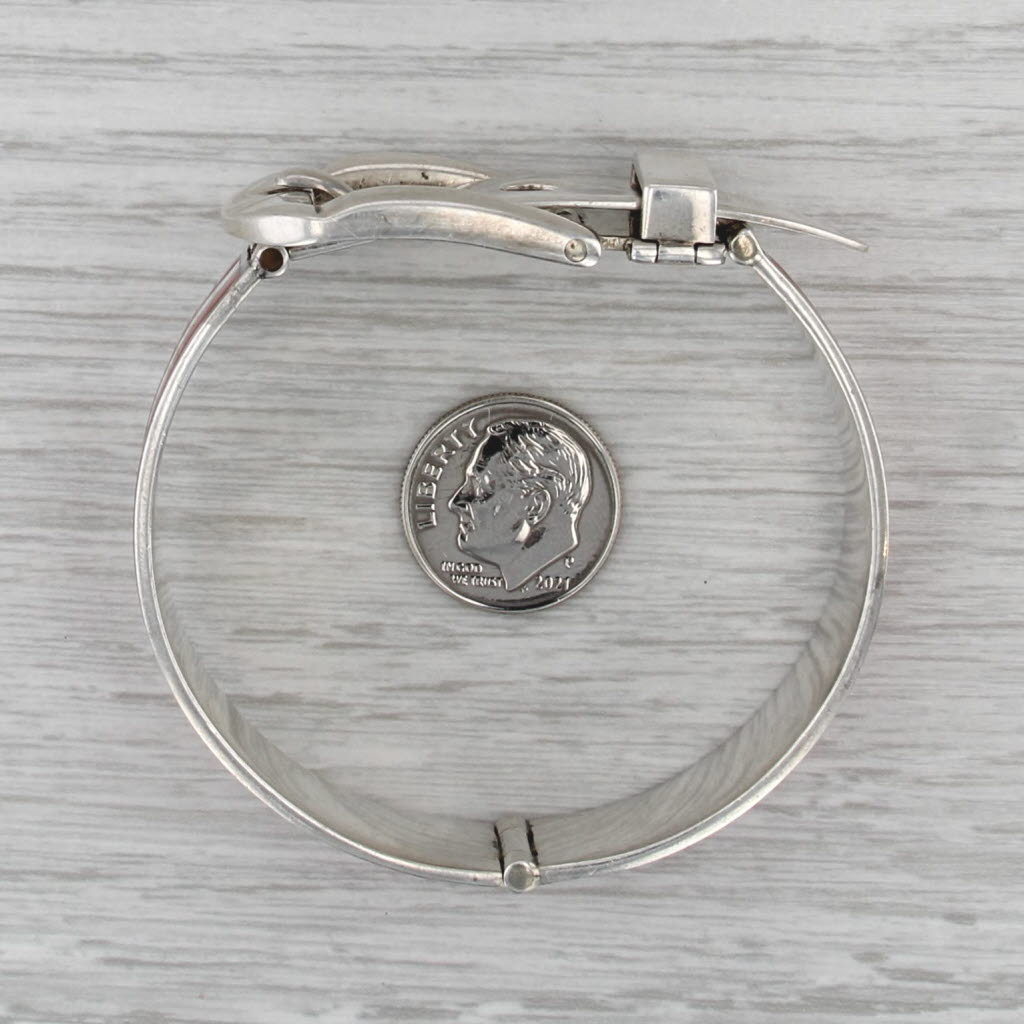 Gucci Belt Bangle Bracelet Sterling Silver Red White Enamel 6.5"