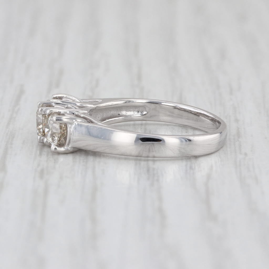1.09ctw Champagne Diamond 3-Stone Engagement Ring 14k White Gold Size 6.25