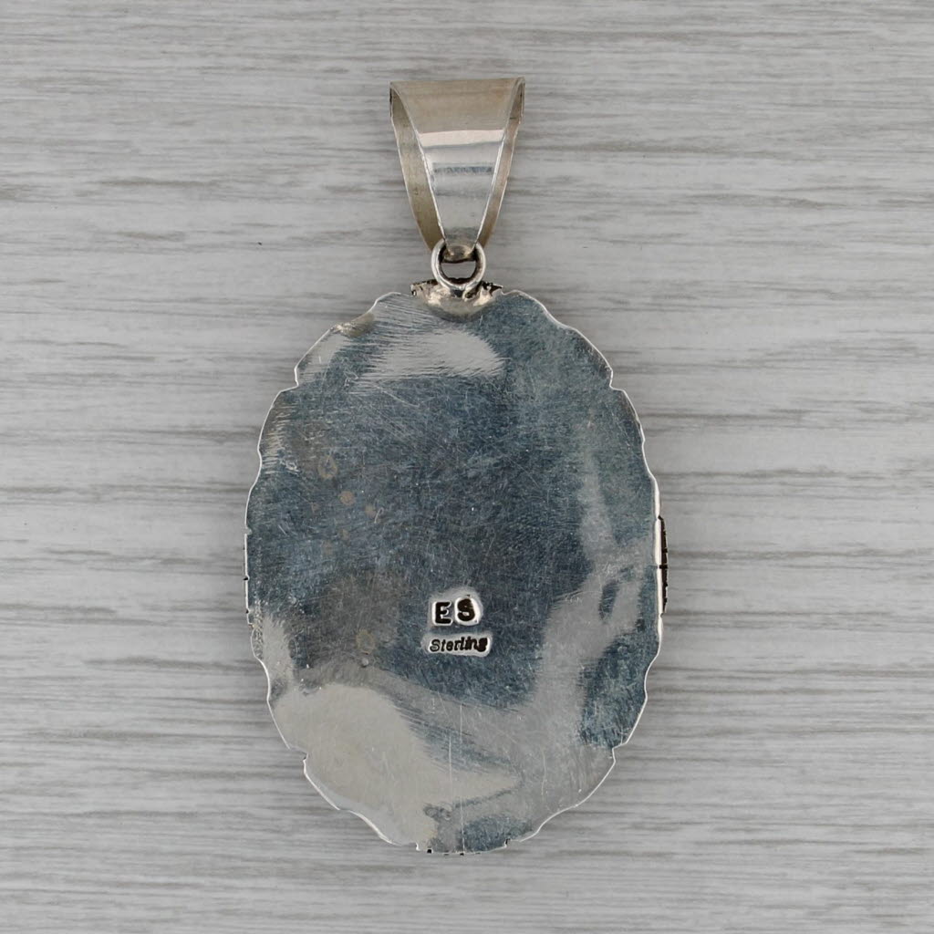 Eddie Secatero Navajo Azurite Turquiose Pendant Sterling Silver Native American