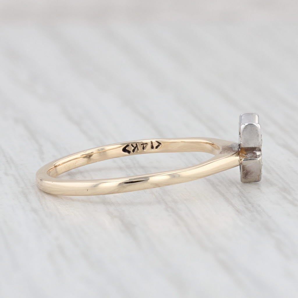 Light Gray Diamond VS2 Arrow Ring 14k Yellow White Gold Size 6