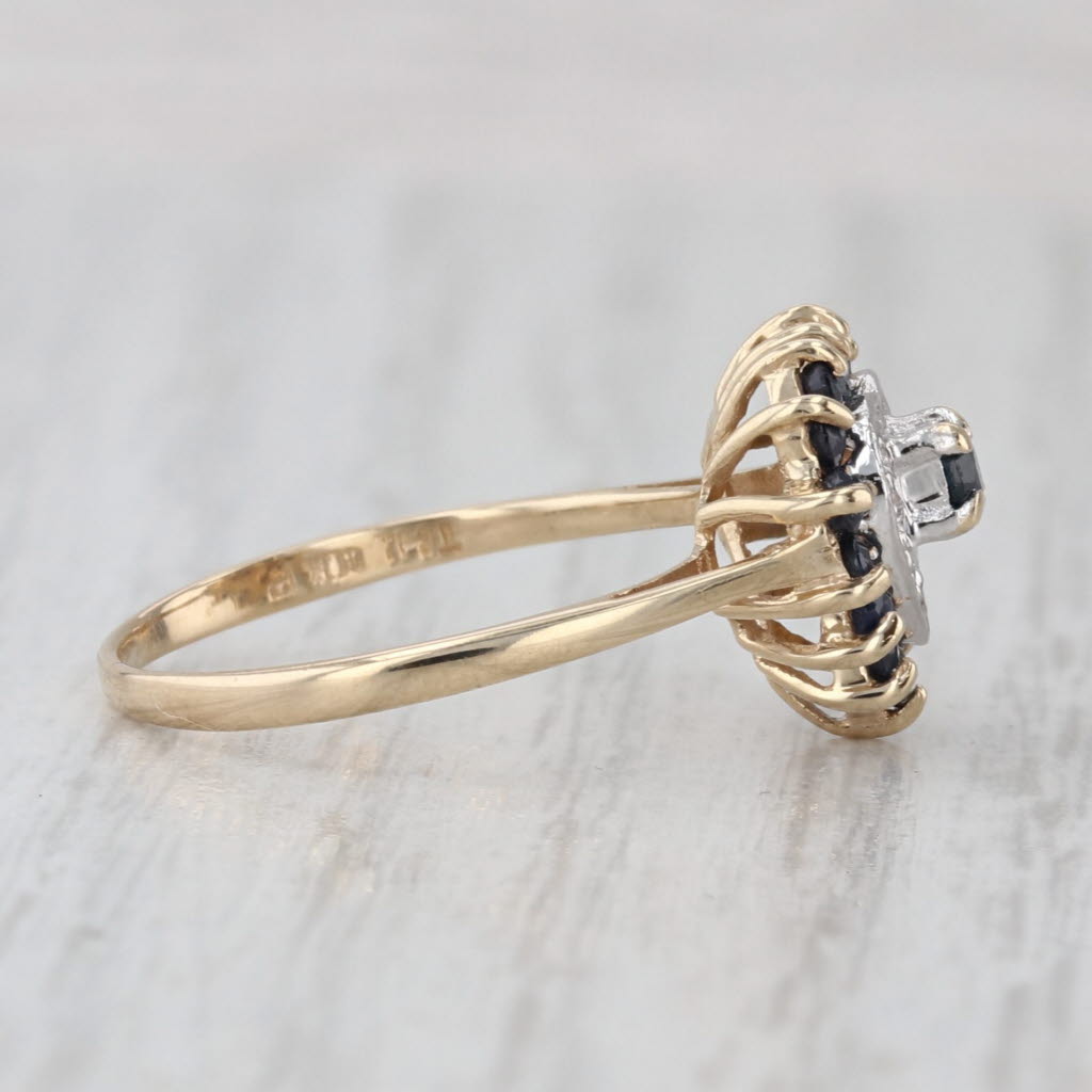 0.50ctw Blue Sapphire Diamond Heart Ring 10k Yellow Gold Size 6.5