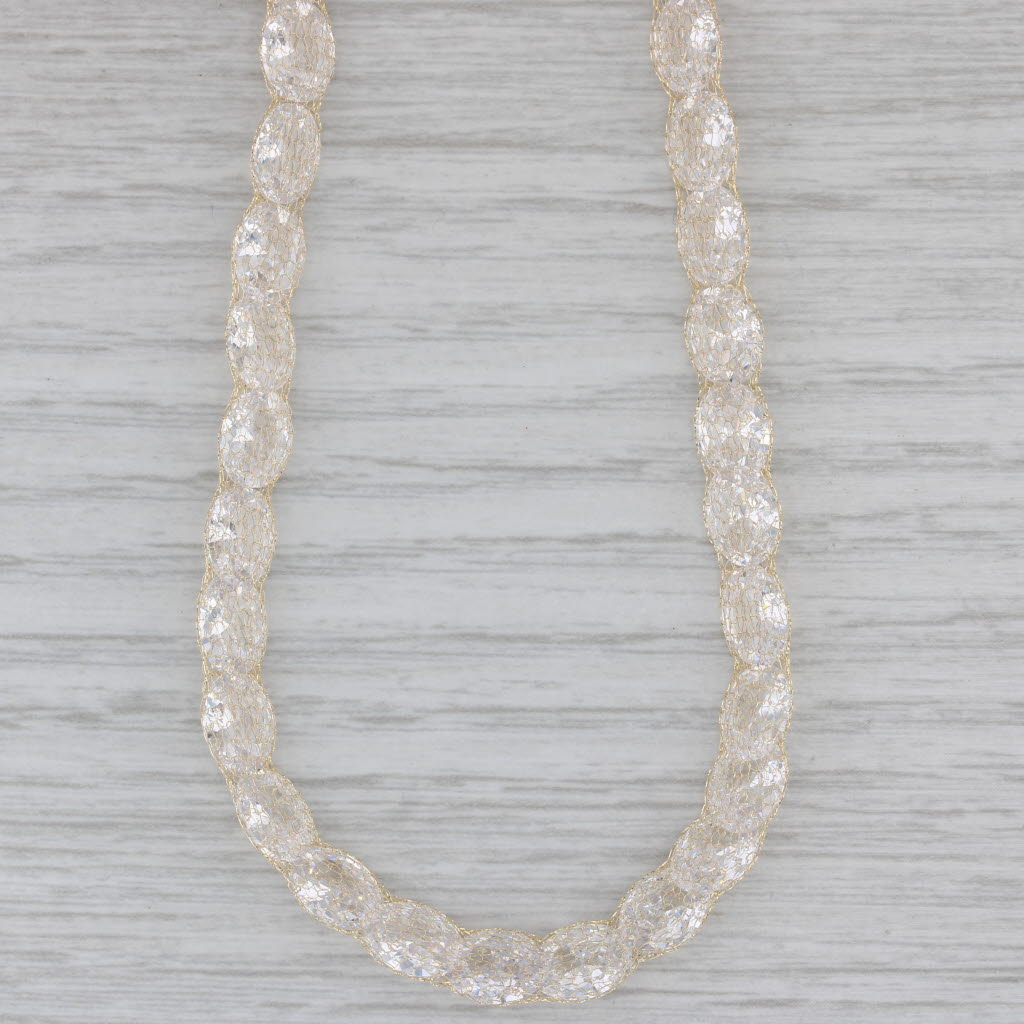 Gray 93ctw Cubic Zirconia Mesh Chain Necklace 14k Yellow Gold 17.5" 6.2mm