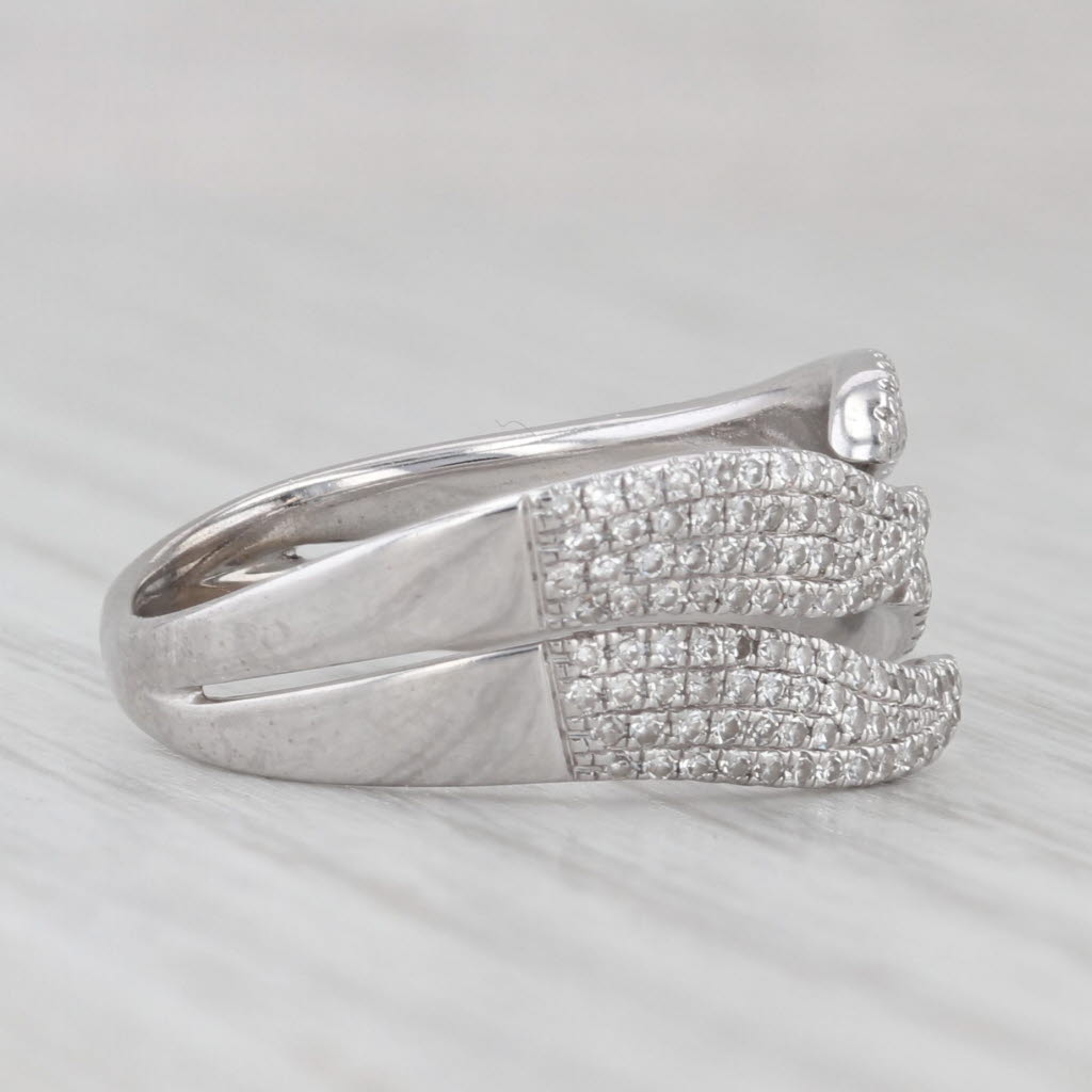 Light Gray Shy Pave 0.40ctw Diamond Bypass Ring 14k White Gold Size 7.5