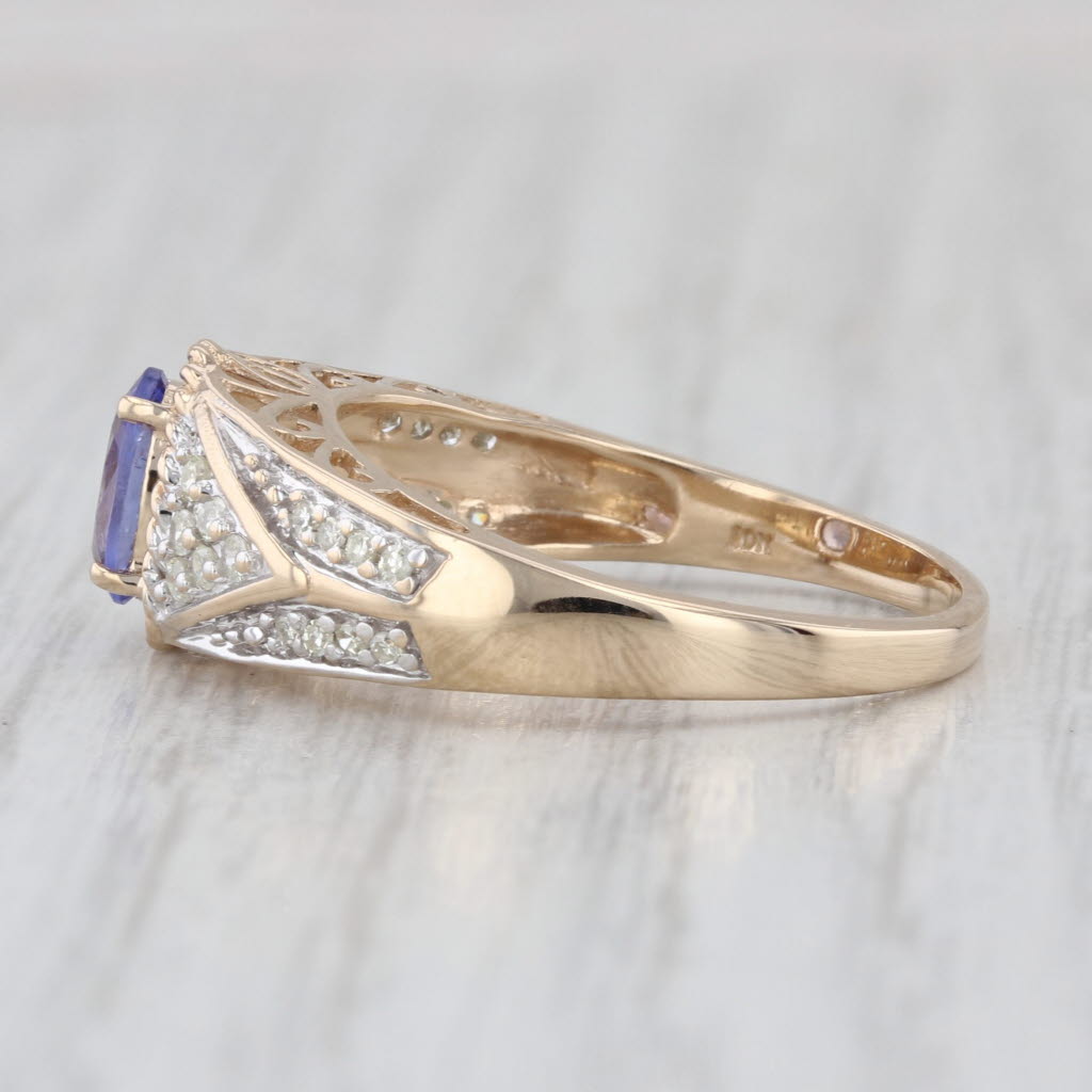 0.87ctw Oval Tanzanite Diamond Ring 10k Yellow Gold Size 8.25