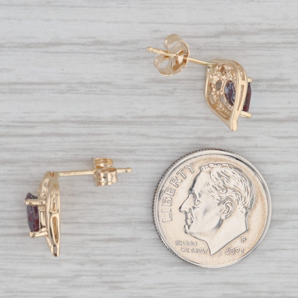 Gray 1.02ctw Lab Created Alexandrite Diamond Drop Stud Earrings 14k Yellow Gold