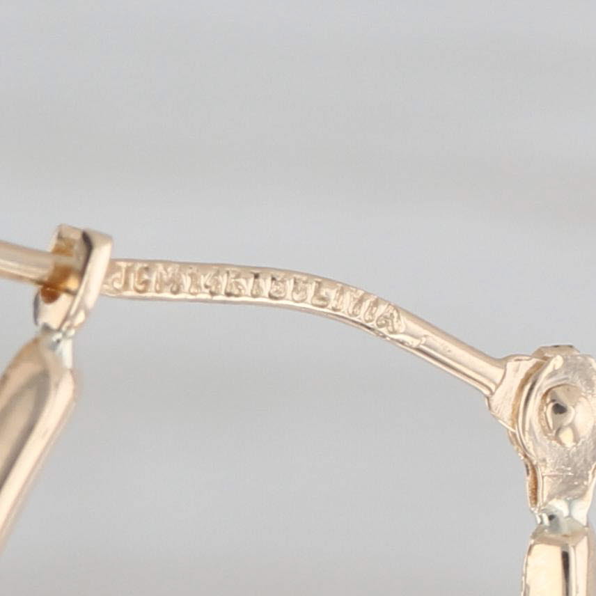 Beveled Hoop Earrings 14k Yellow Gold Snap Top Hoops