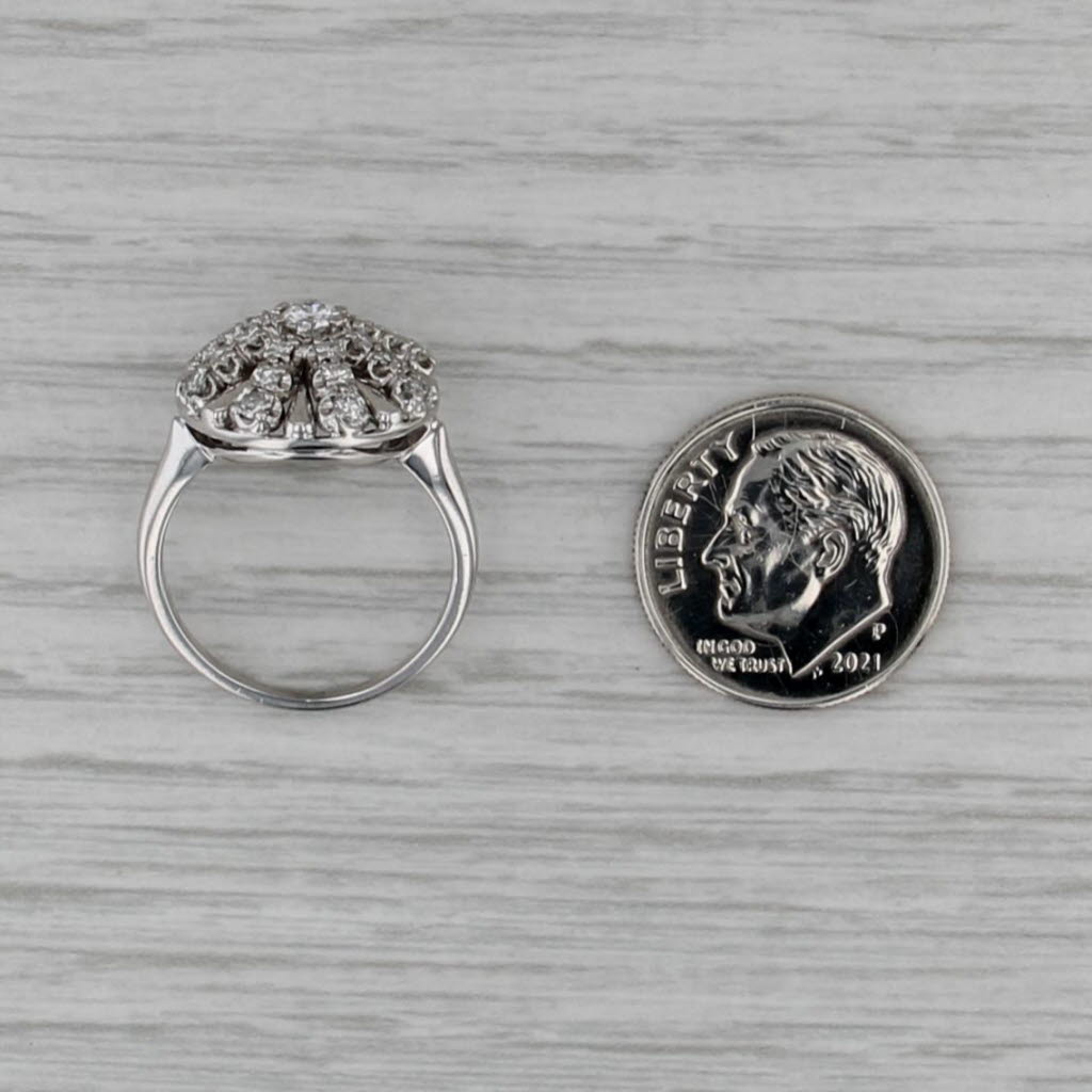 Vintage Jabel 0.48ctw Diamond Engagement Ring 18k White Gold Size 5.5 Cluster