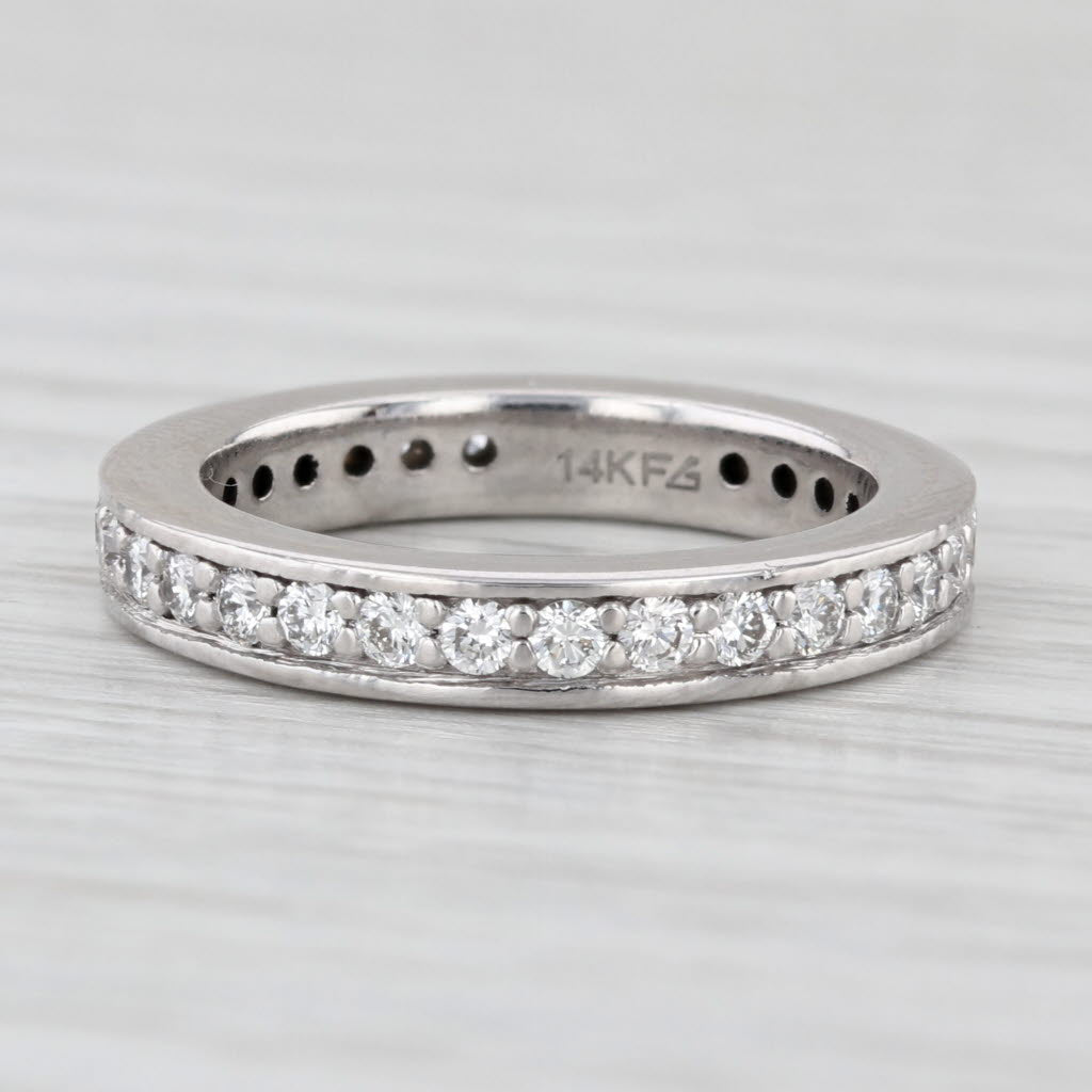 0.54ctw Diamond Wedding Ring 14k White Gold Size 4.5 Stackable Anniversary Band