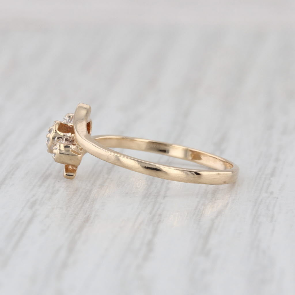 Diamond 3-Stone Bypass Ring 10k Yellow Gold Size 6.75