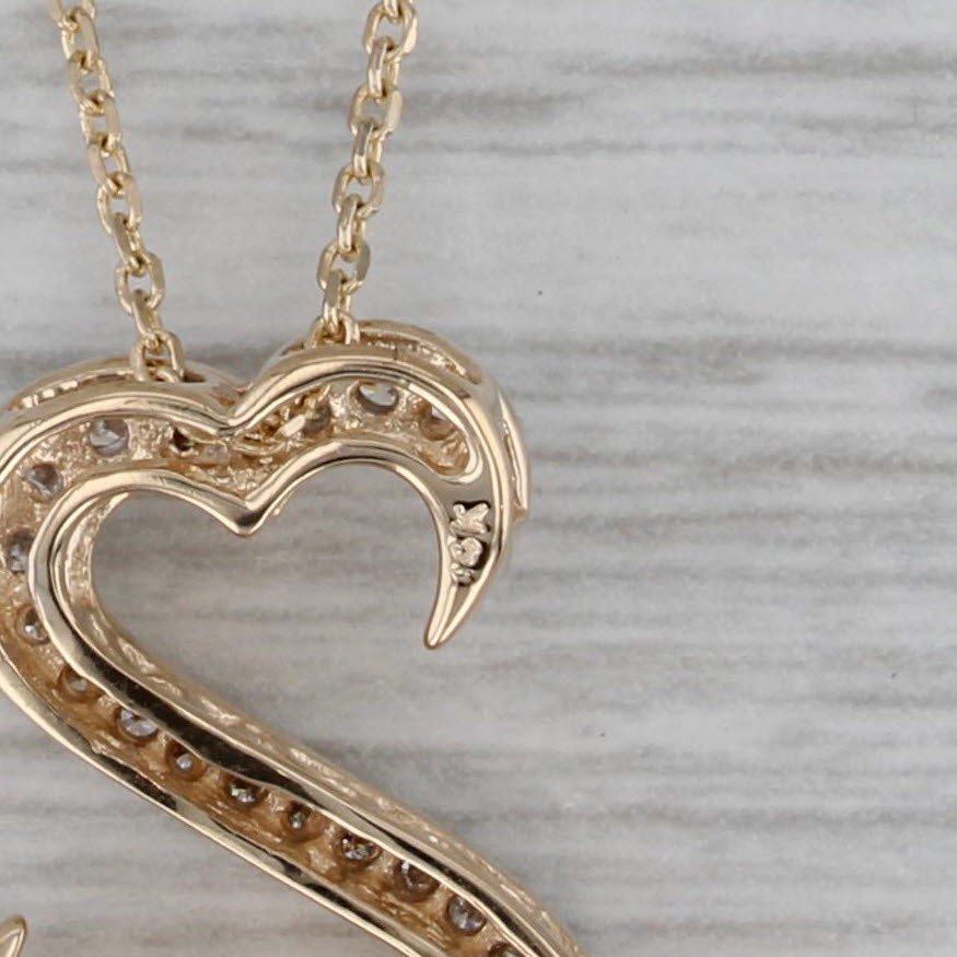 Dark Gray 0.16ctw Diamond Open Hearts Pendant Necklace 14k Yellow Gold Jane Seymour
