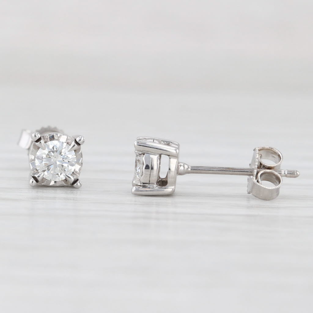 Light Gray 0.50ctw Round Diamond Solitaire Stud Earrings 14k White Gold
