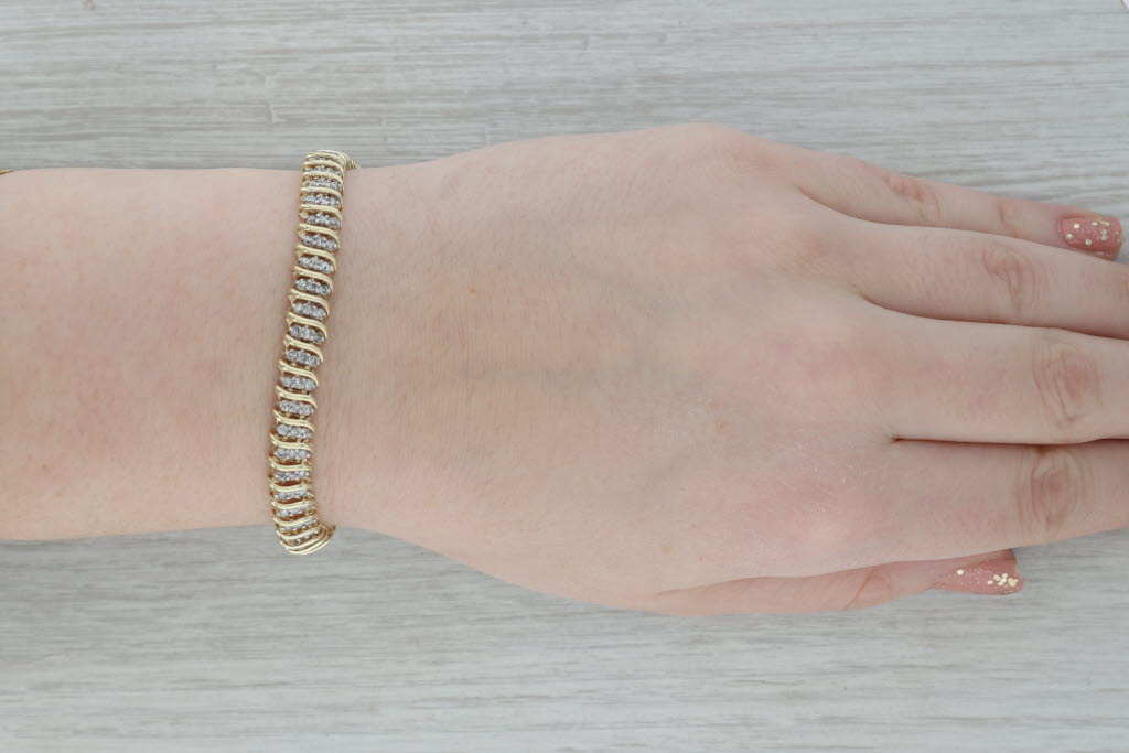 Dark Gray 2.25 ctw Diamond 10K Yellow Gold Tennis Bracelet 7"