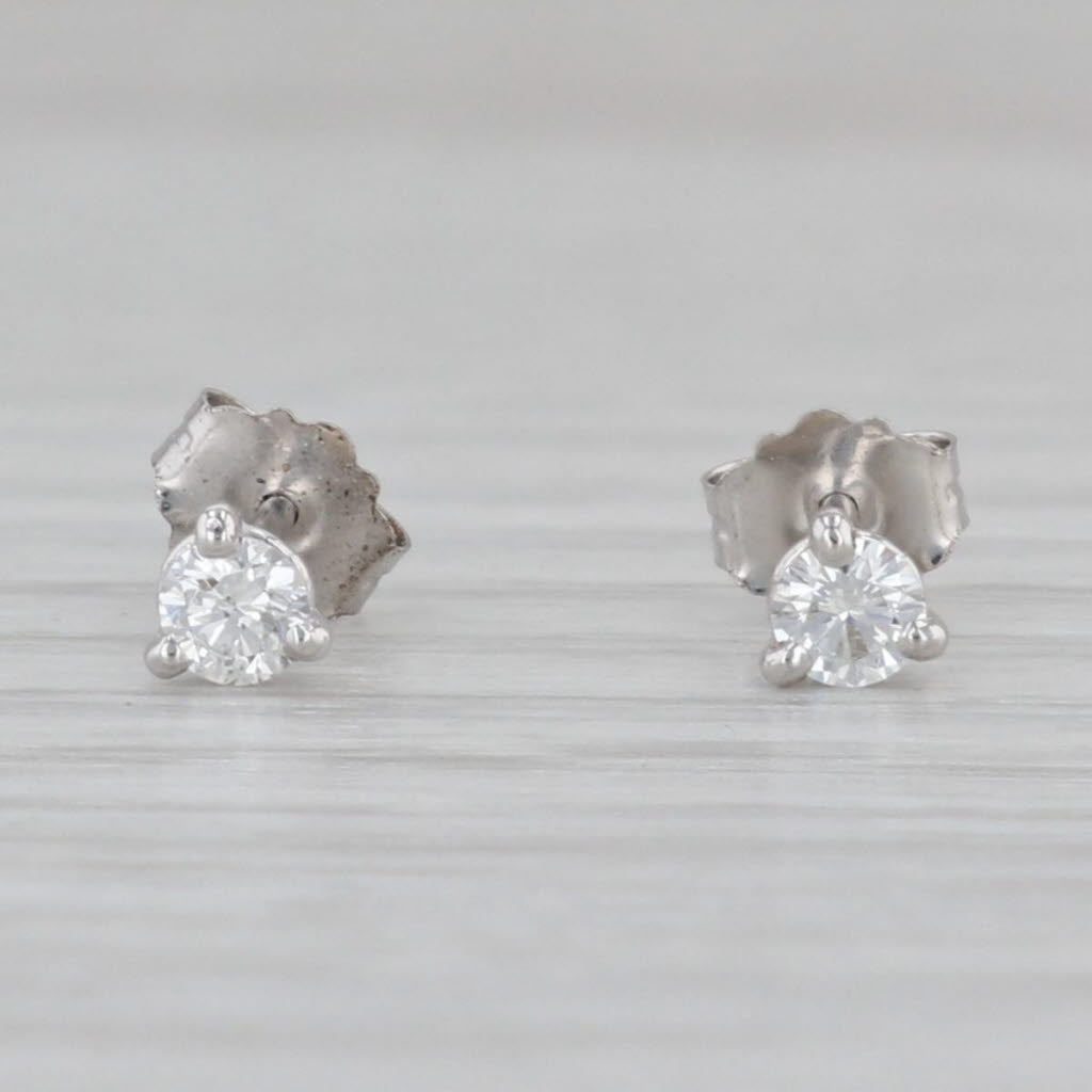 Gray New 0.19ctw Diamond Stud Earrings 14k White Gold VS2 Round Solitaires
