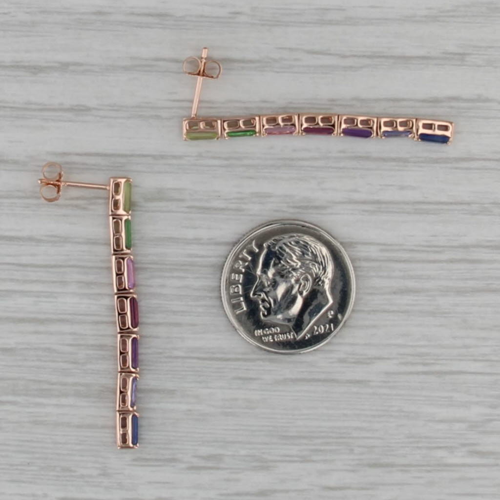 Le Vian 2.10ctw Gemstone Dangle Earrings 14k Gold Peridot Sapphire Tanzanite