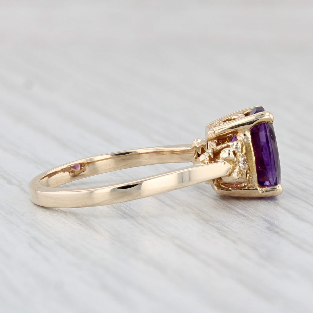 Light Gray 2.57ctw Oval Amethyst Diamond Ring 10k Yellow Gold Size 9
