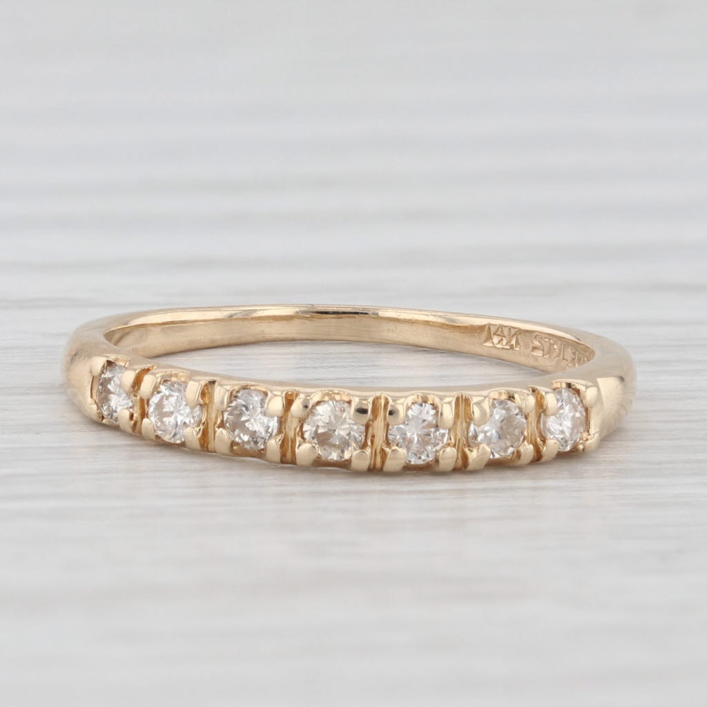 Light Gray 0.20ctw Diamond Wedding Ring 14k Yellow Gold Sz 6.25 Stackable Anniversary Band